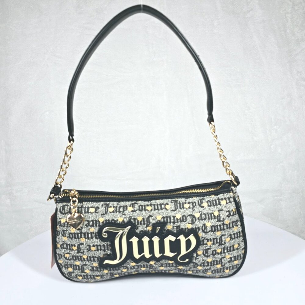 Juicy Couture.Baguette Shoulder Bag Small Black Gray Y2K NWT